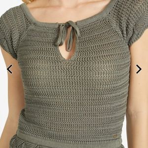 NWT Women's olive green madi crocheted sweater top by Guess
